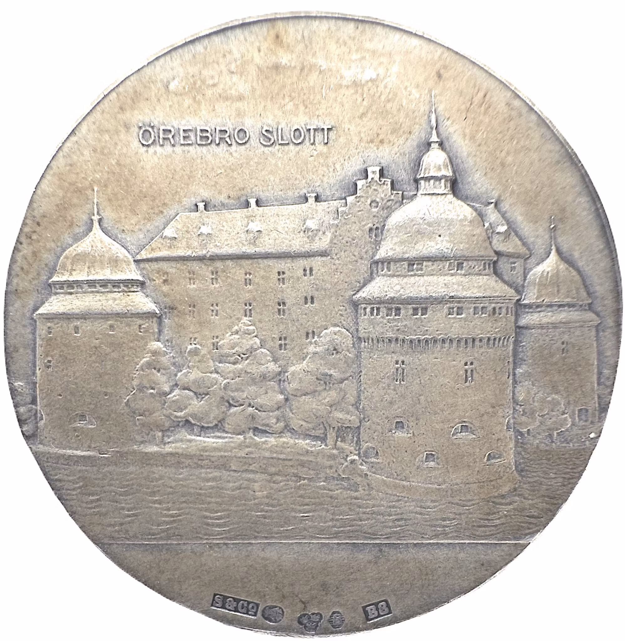 Gustav V - Örebro slott 1928 - Läcker silvermedalj