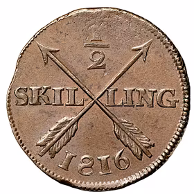 Karl XIII - 1/2 Skilling 1816 - Vackert exemplar med viss röd lyster