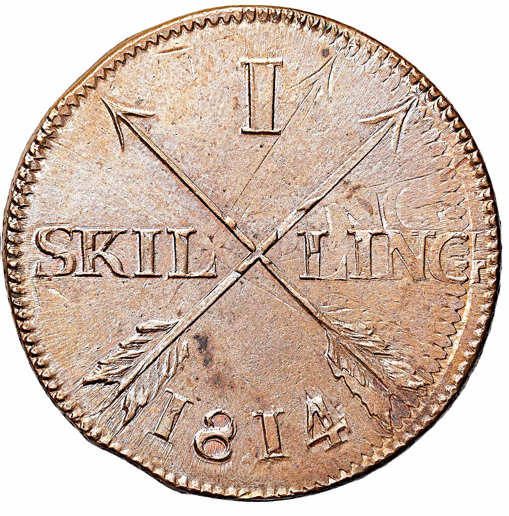 Karl XIII - 1 Skilling 1814 - Ett härligt exemplar med underbar röd lyster