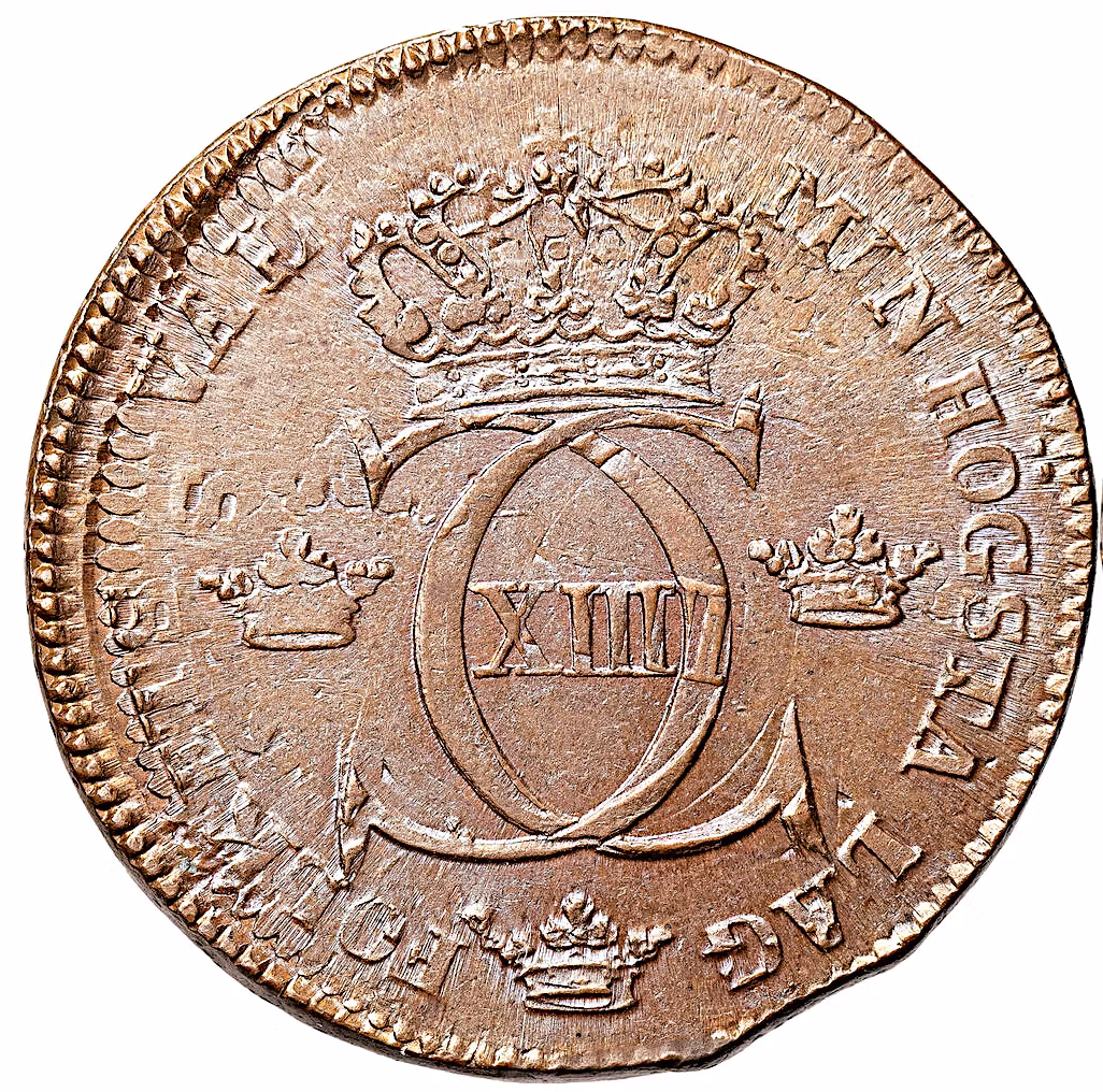 Karl XIII - 1 Skilling 1814 - Ett härligt exemplar med underbar röd lyster