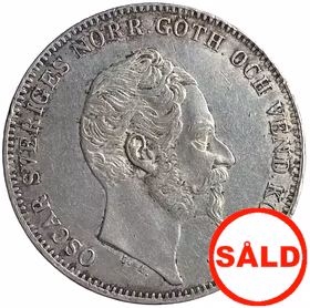 Oskar I - 1 Riksdaler Specie 1856 med 1856-års bild