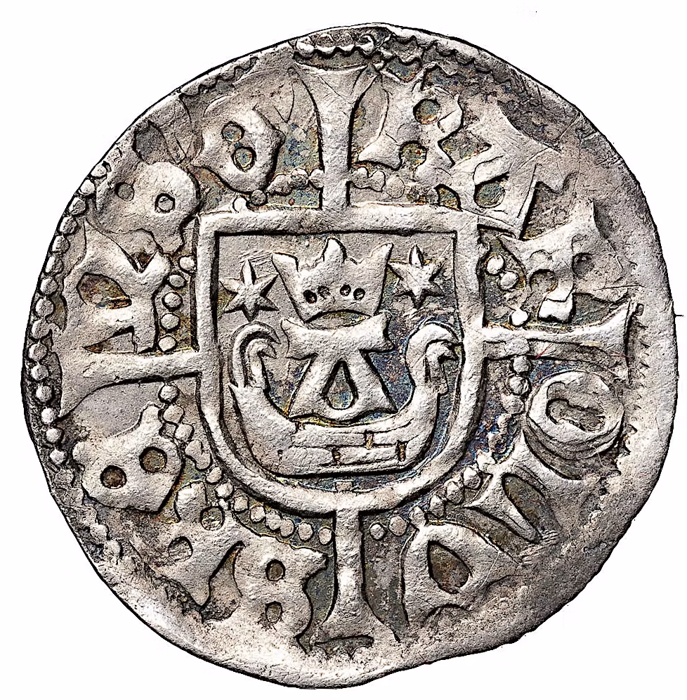 KARL KNUTSSON BONDE (1448-1457, 1464-1465, 1467-1470) - Åbo- Örtug - Ett ovanligt välbevarat och attraktivt exemplar av detta mycket sällsynta mynt