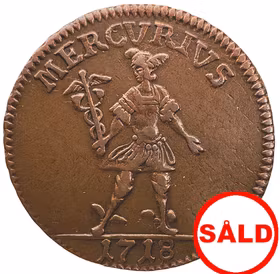 Karl XII - Nödmynt 1 Daler SM 1718 - Mercurius - Tilltalande exemplar