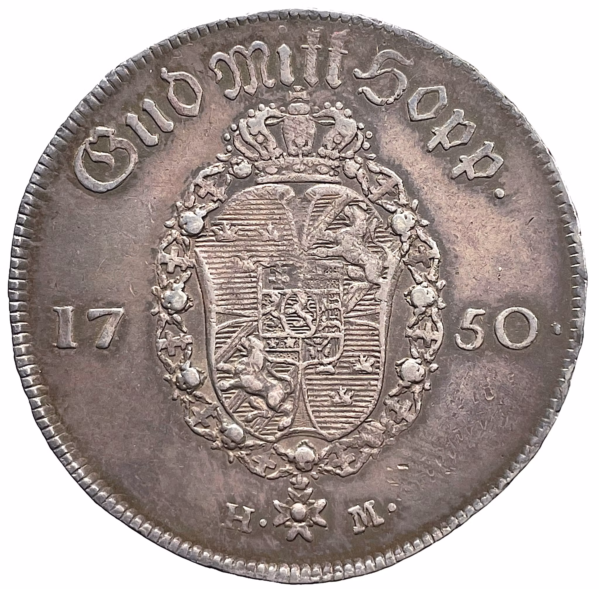 Fredrik I - 1/2 Riksdaler 1750 - Sällsynt typmynt med vacker patina