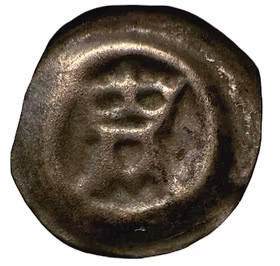 Albrekt av Mecklenburg (1364–89) - Västerås, Penning med krönt A