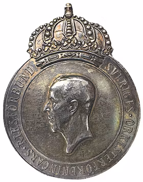 Gustav V - Sveriges orkesters riksförbunds belöningsmedalj - utdelad 25/10 1947 till Gert Tallberg