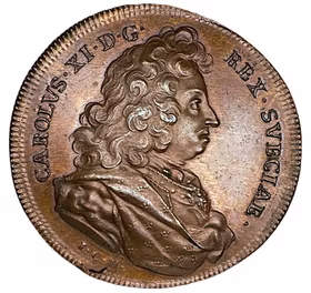 Hedlingers regentlängd Nr 52 - Karl XI präglad på 1 Öre SM med ruträfflad rand