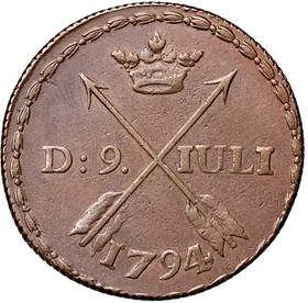 Gustav IV Adolf - 1/2 Skilling 1794 - Konungens besök i Avesta den 9 juli - Tilltalande exemplar