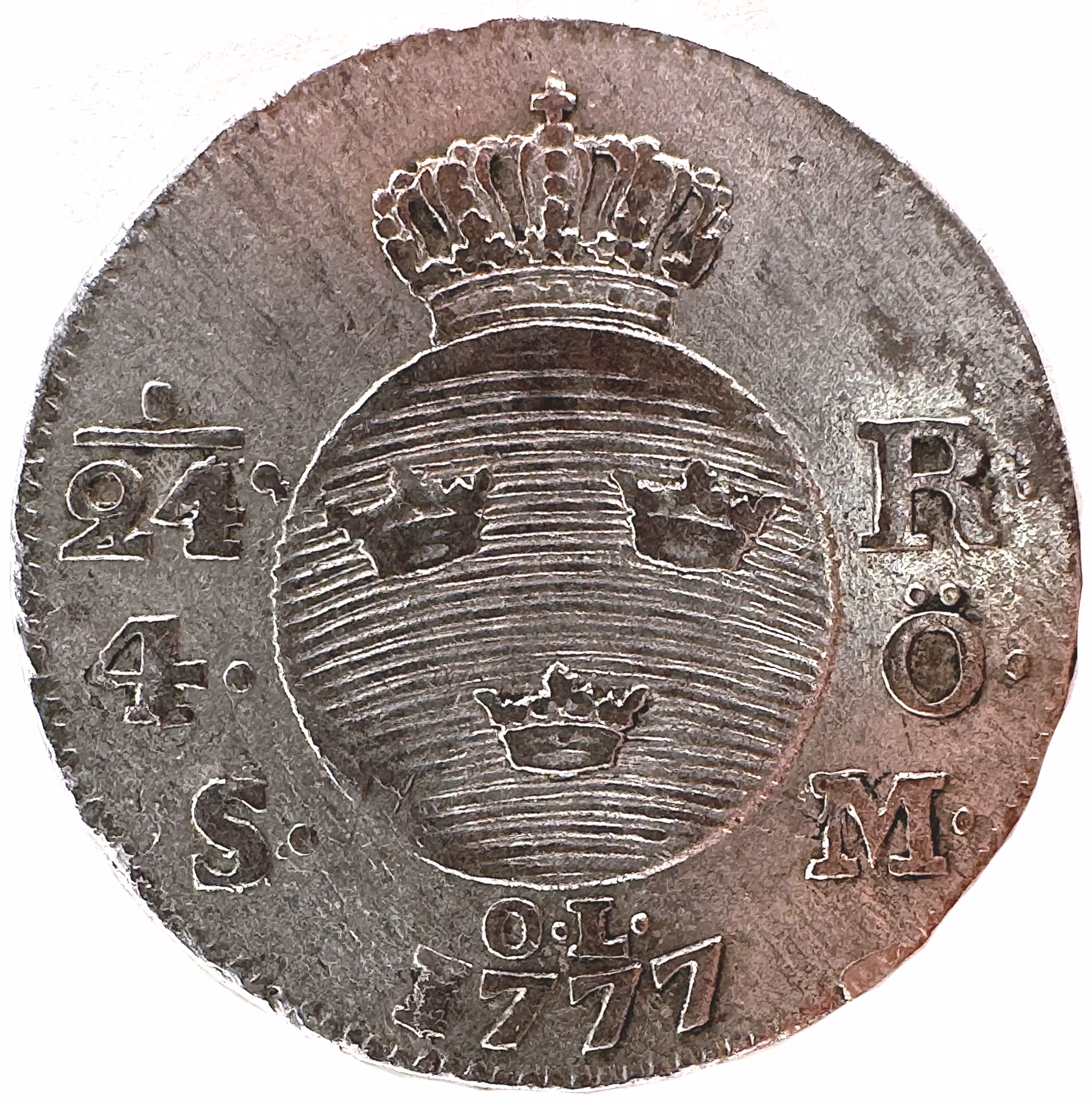 Gustav III - 1/24 Riksdaler / 4 Öre SM 1777 - Ettårstyp - Tilltalande exemplar