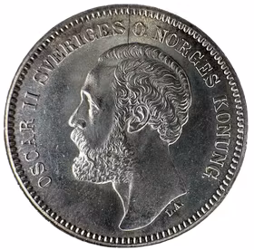 Oskar II - 2 Kronor 1877 - Mycket vackert exemplar