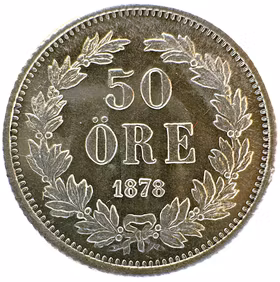 Oskar II - 50 Öre 1878 - Ett ocirkulerat underbart toppexemplar