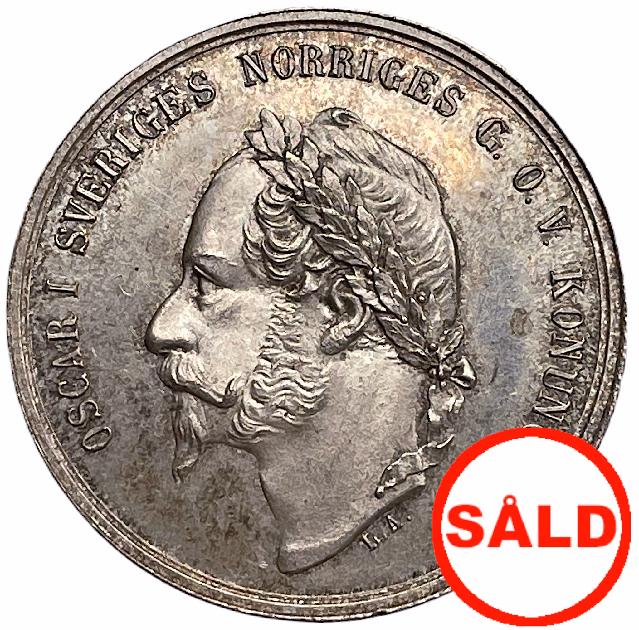 Oskar I:s begravning 1859 - "Kastpenning" - Ett underbart exemplar med frostaktigt porträtt