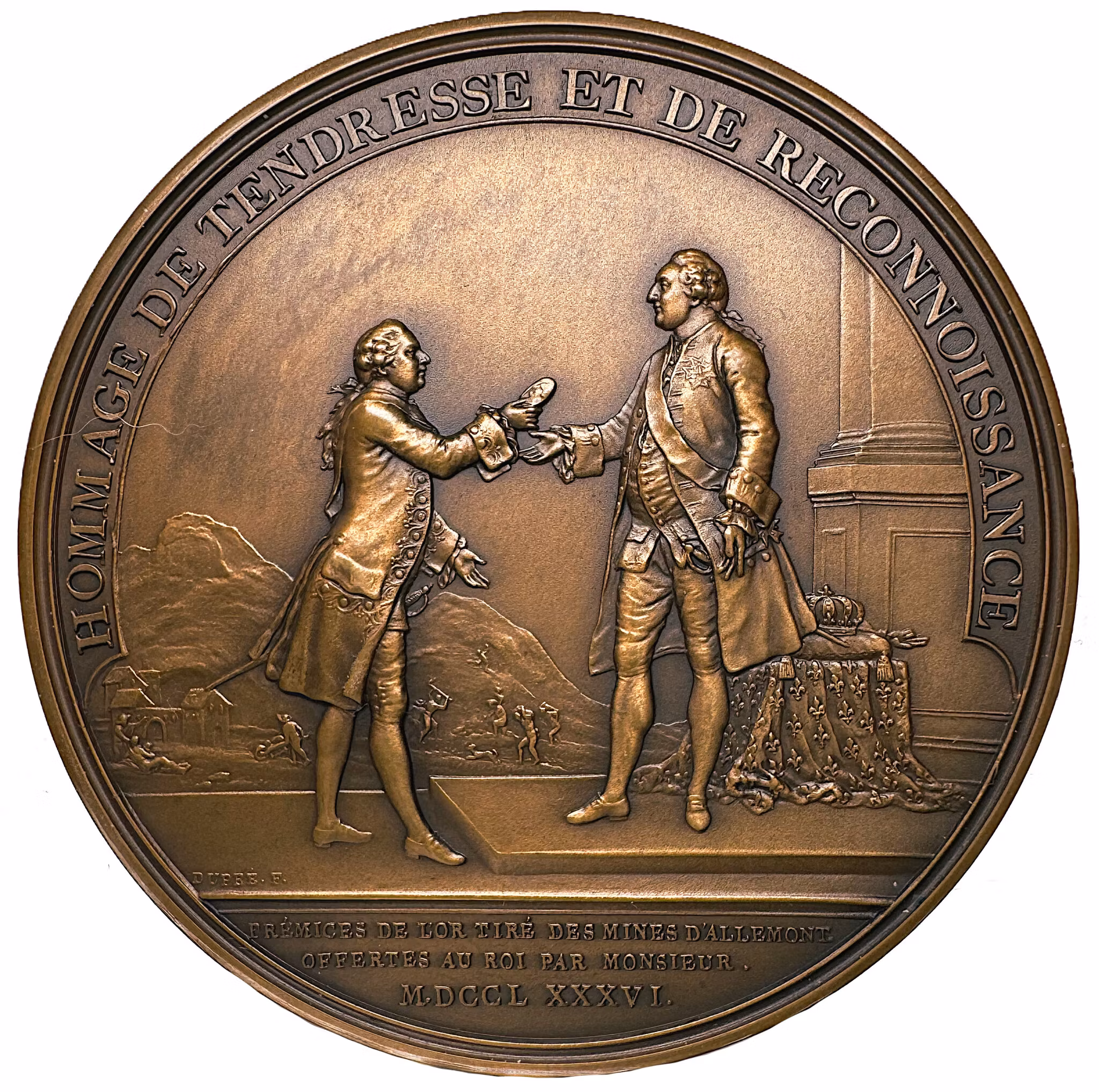 Frankrike, Louis XVI, gruvorna i Allemont av Dupré, 1786 Paris - Massiv medalj i toppkvalitet