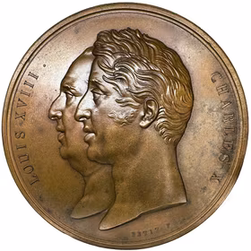 Frankrike, Charles X - Färdigställandet av Palais de la Bourse och handelsdomstolen i Paris 1825 av Louis-Michel Petit