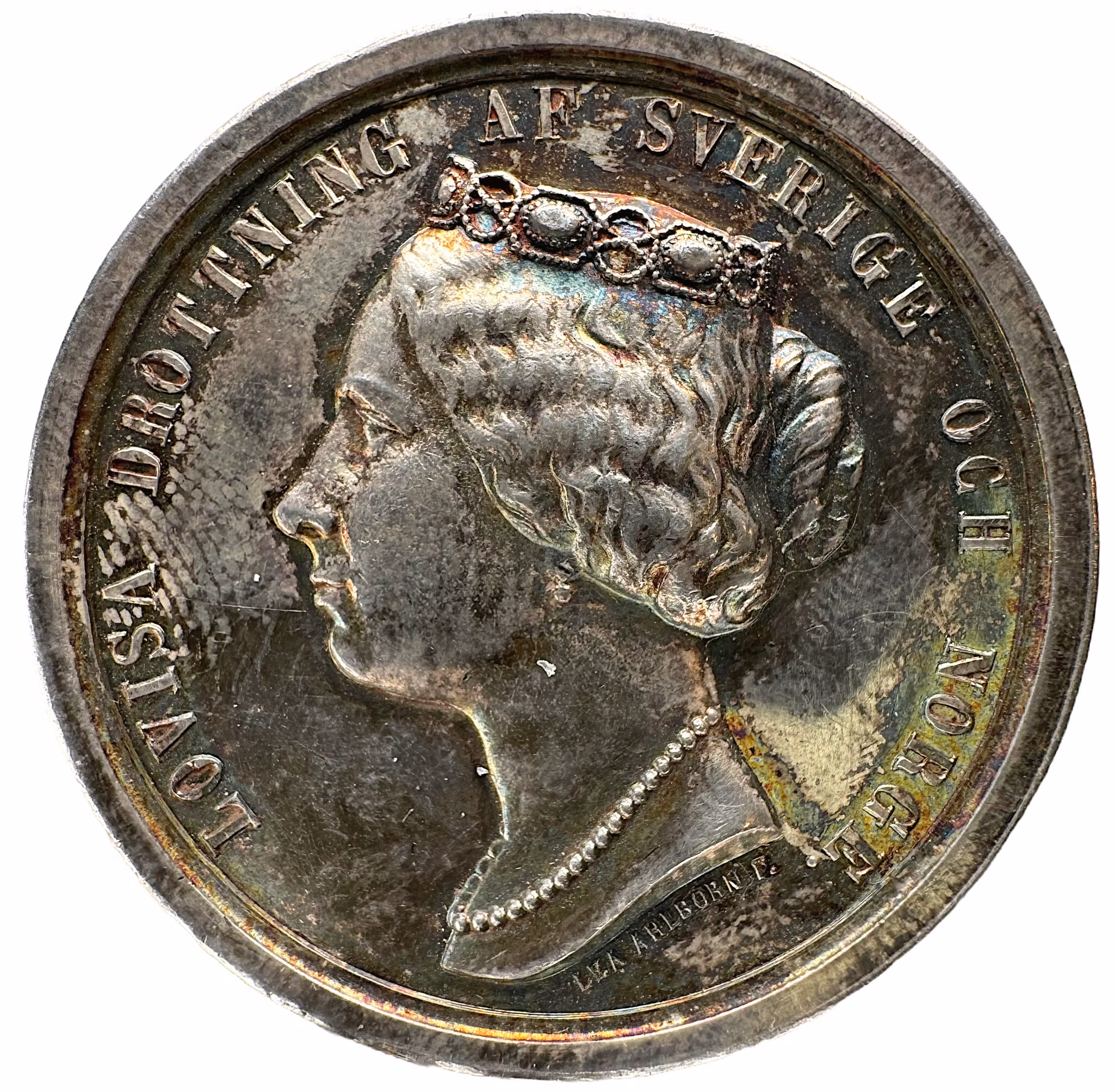 Drottning Lovisas död den 30 mars 1871 av Lea Ahlborn - Sällsynt i silver - Vackert exemplar