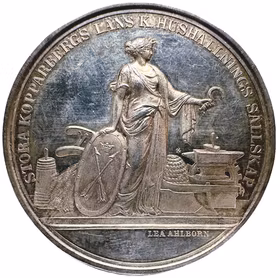 Oskar II - Stora Kopparbergs läns kungliga hushållningssällskaps belöningsmedalj 1880 av Lea Ahlborn - Läckert exemplar