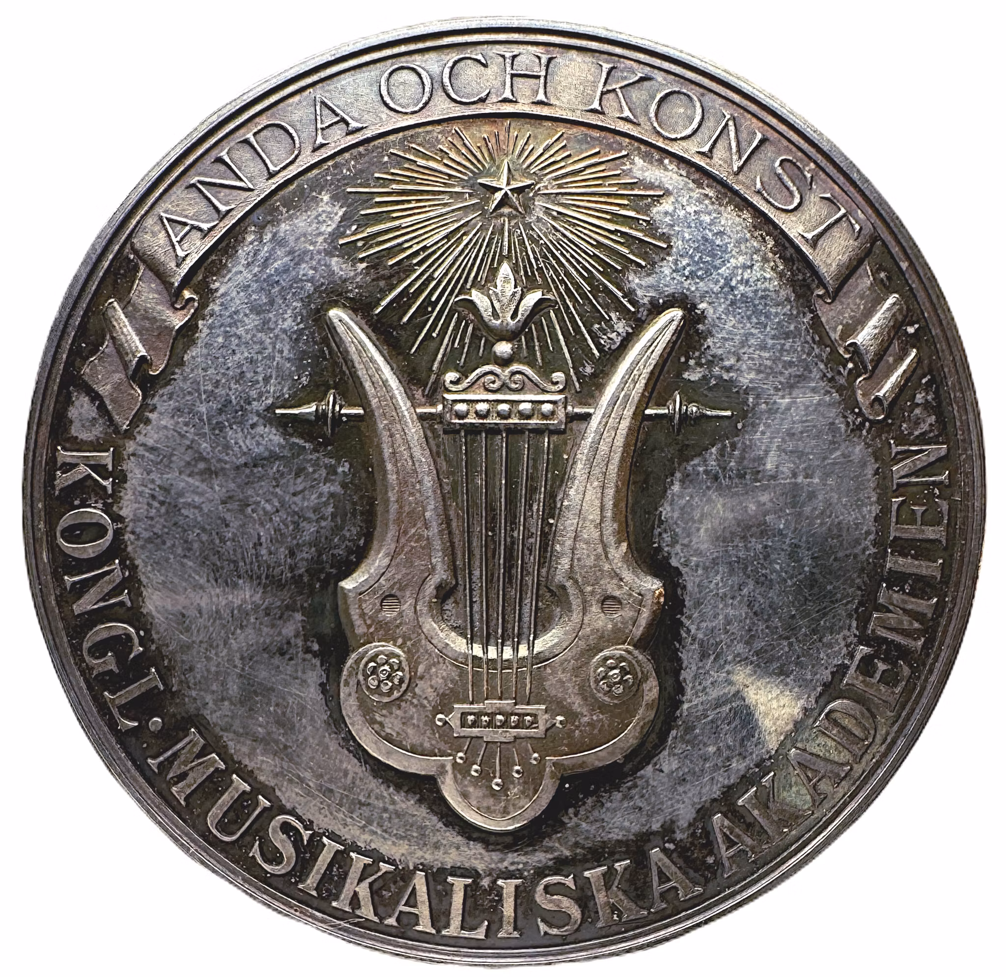 Oskar II - Kungliga musikaliska akademiens belöningsmedalj utdelad till Anna Rudberg den 31 maj 1983 graverad av Adolf Lindberg - Mycket sällsynt - I originaletui