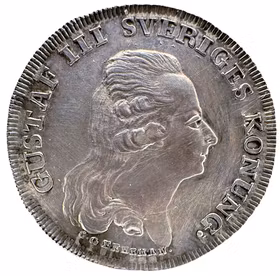 Gustav III - 1/3 Riksdaler 1792 - Kastpenning till konungens död den 29 mars och begravning 14 maj 1792