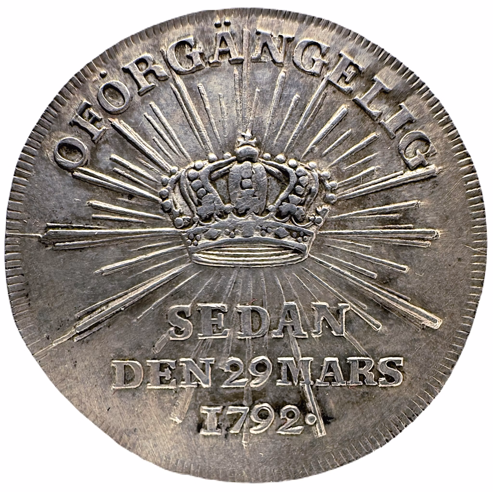 Gustav III - 1/3 Riksdaler 1792 - Kastpenning till konungens död den 29 mars och begravning 14 maj 1792