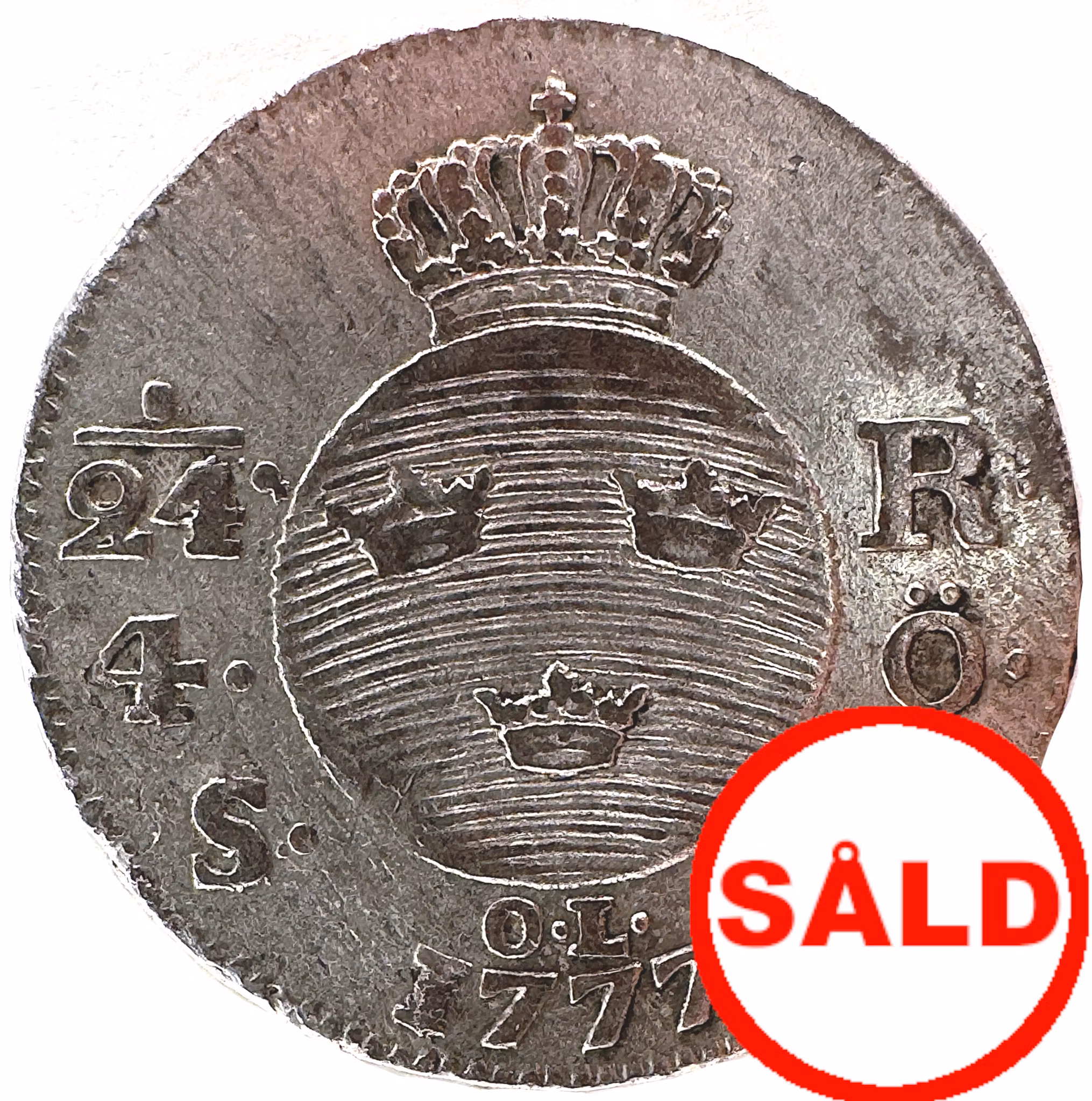 Gustav III - 1/24 Riksdaler / 4 Öre SM 1777 - Ettårstyp - Tilltalande exemplar