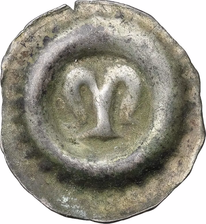 Magnus Ladulås (1275-1290) - Nyköping? - Penning, Uncialt M inom strålring - Sällsynt