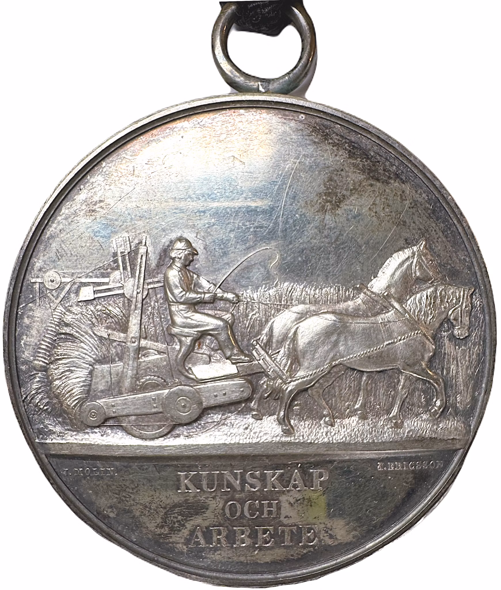 Skaraborgs läns kungliga hushållningssällskaps belöningsmedalj av Johannes Edvard Ericsson (1862) - Komplett helobjekt med etui och band