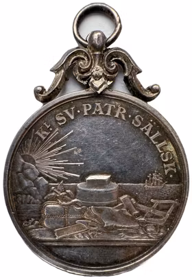 Kungliga Patriotiska Sällskapets belöningsmedalj med dansk montering (1824-1923)