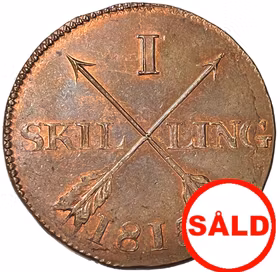 Karl XIII - 1 Skilling 1815 - Vackert ocirkulerat exemplar med mycket röd präglingsglans