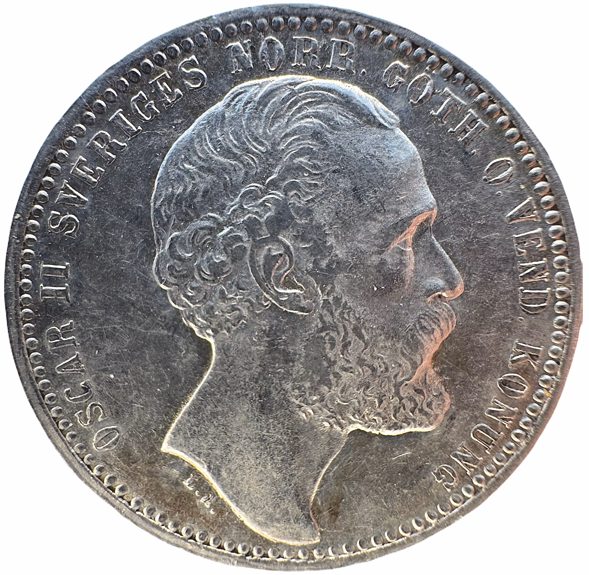 Oskar II - 1 Riksdaler riksmynt 1873 - Attraktiv ettårstyp med underbart porträtt