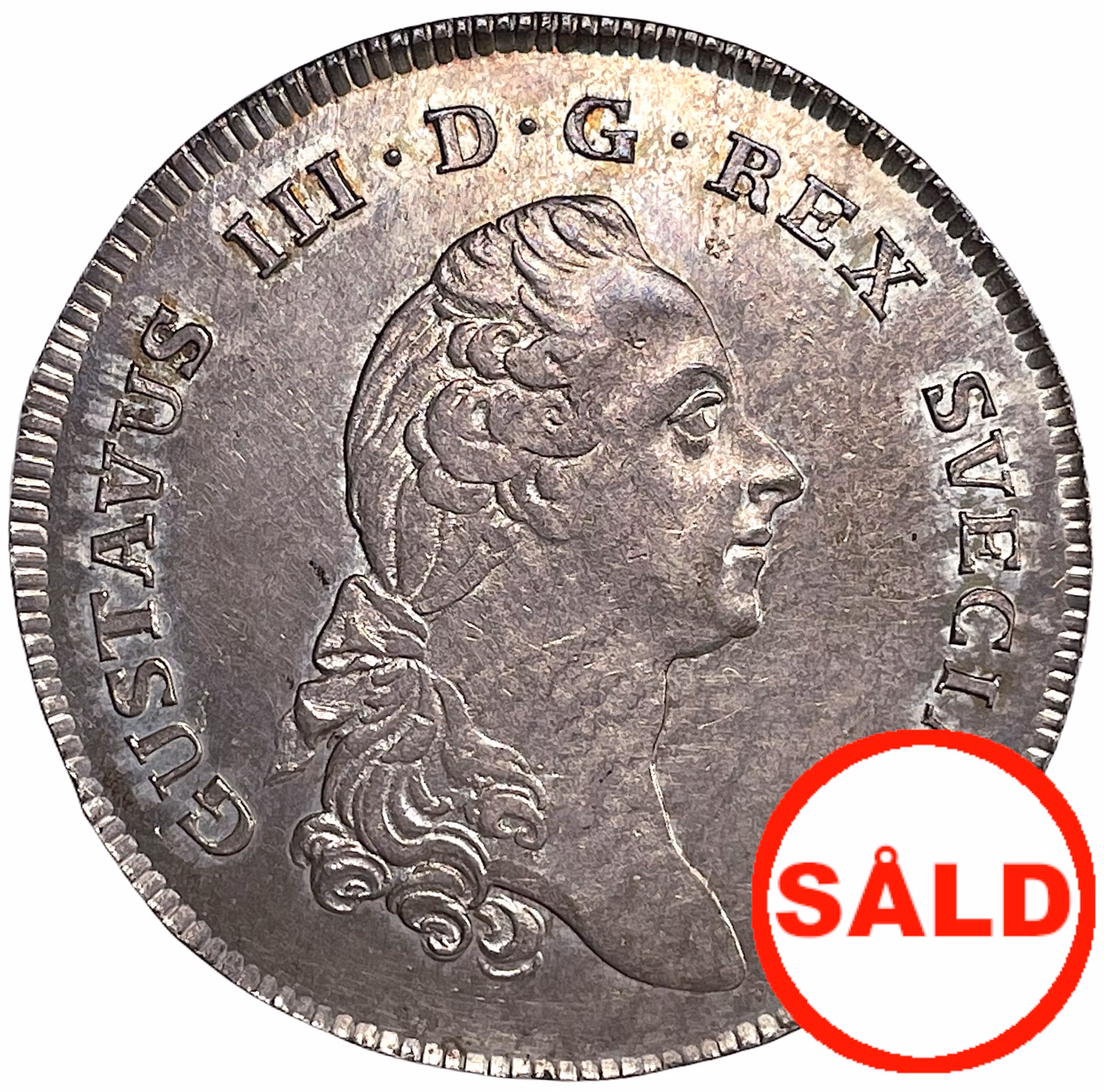 Gustav III - Riksdaler 1787/3 - Mycket vackert exemplar