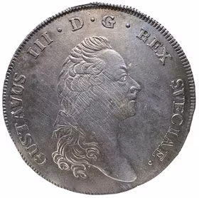 Gustav III, Riksdaler 1792 - året då kungen mördades - Vackert skarpt exemplar med fin lyster