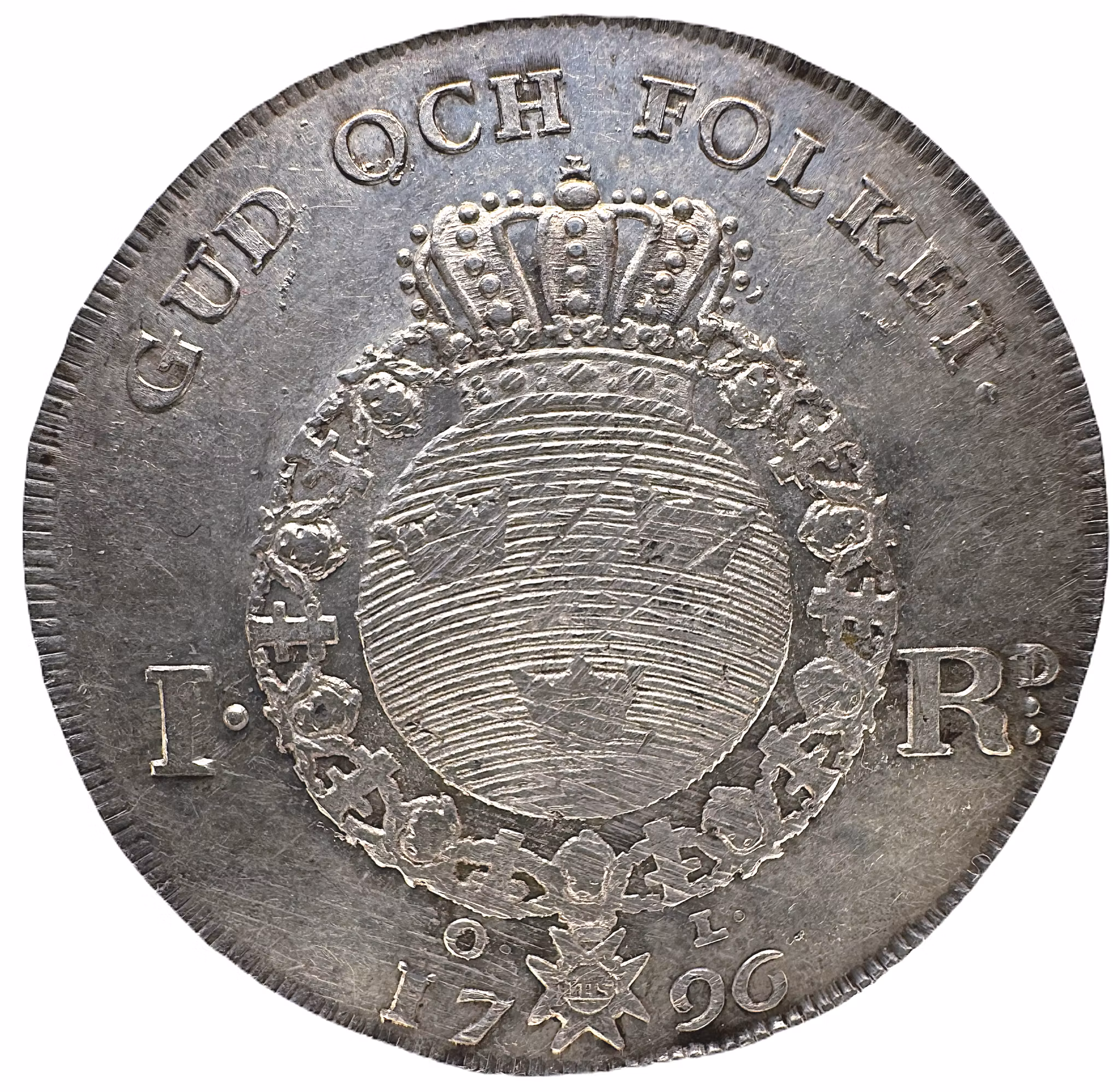 Gustav IV Adolf, Riksdaler 1796 - Ett läckert exemplar med nästan fullt bevarad präglingsglans med bra högglansig reflekterande lyster