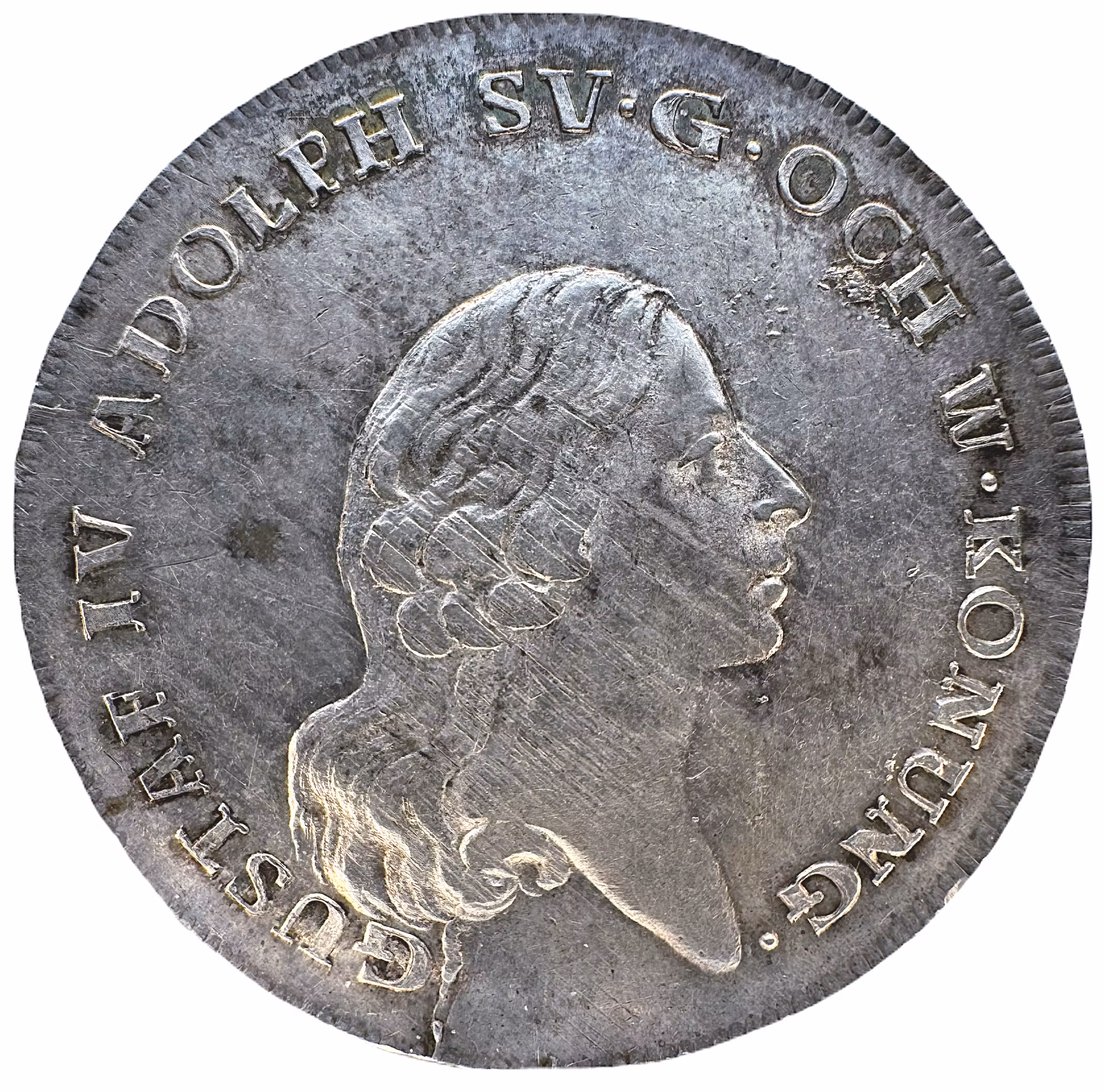 Gustav IV Adolf, Riksdaler 1796 - Ett läckert exemplar med nästan fullt bevarad präglingsglans med bra högglansig reflekterande lyster