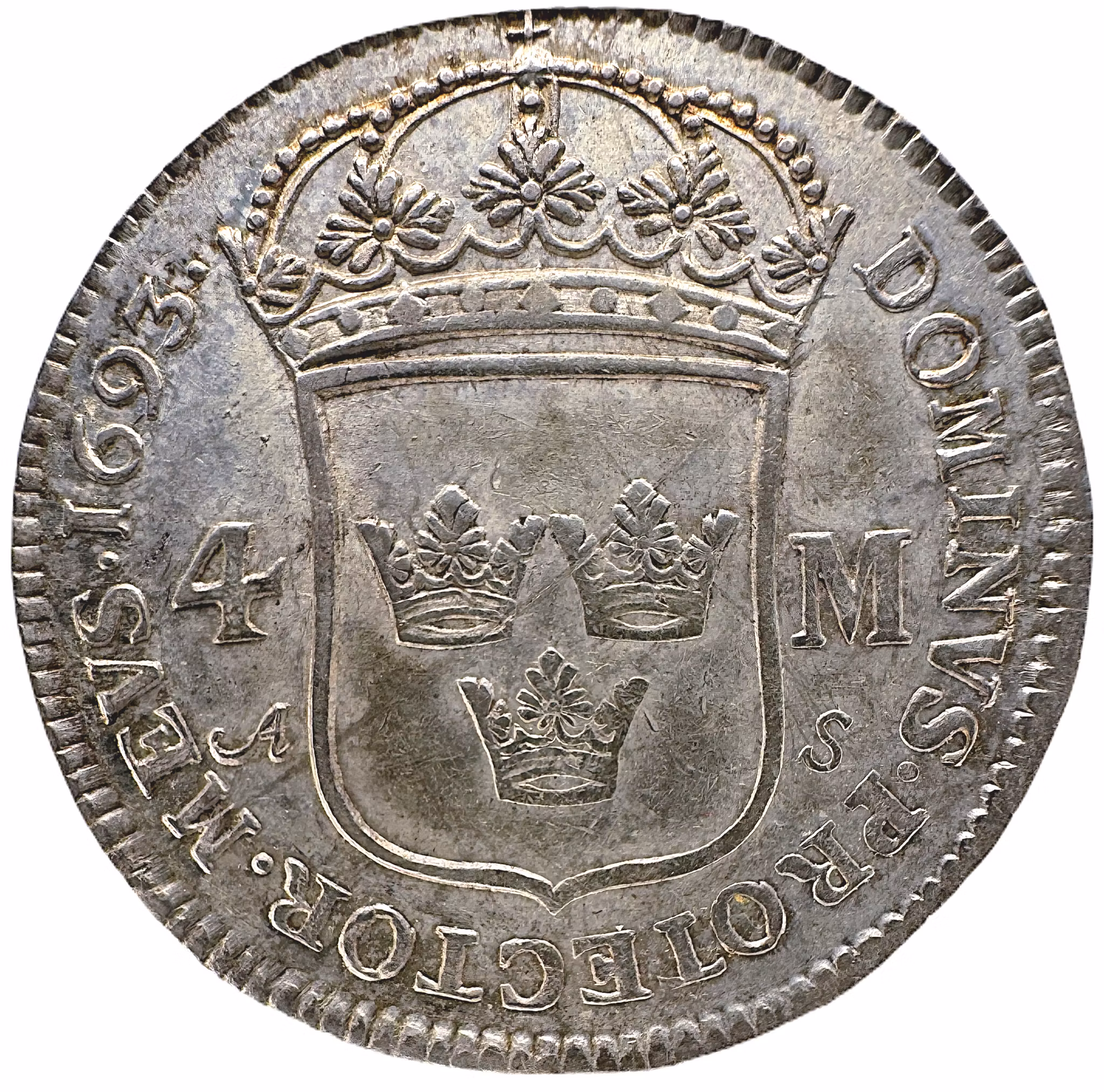 Karl XI, 4 Mark 1693 - Ett synnerligen vackert exemplar med mycket lyster