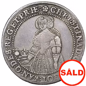 Kristina, Sala, Riksdaler 1640 - Ett underbart jämt och välpräglat exemplar med fantastiska fält