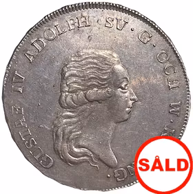 Gustav IV Adolf - Riksdaler 1793 - Vackert välpräglat exemplar utan plantsrispor