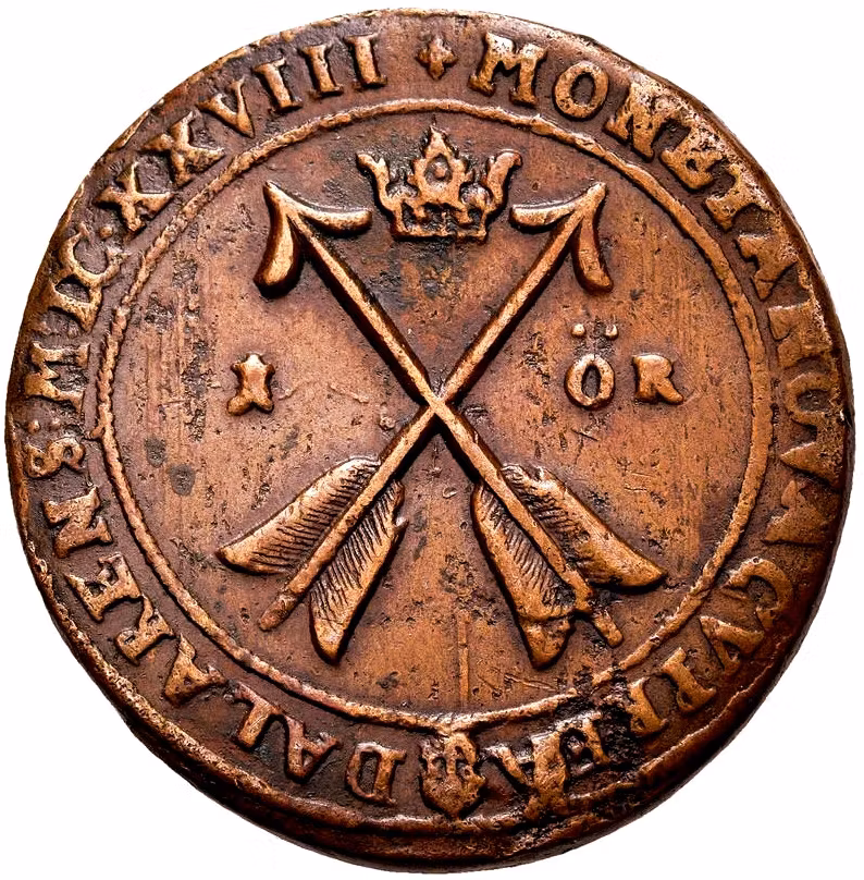 Gustav II Adolf, Säter, 1 Öre 1628 - Härligt chokladbrun färg