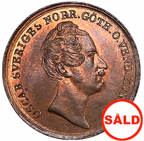 Oskar I - 2/3 Skilling Banco 1847 - Underbart rött skimrande exemplar