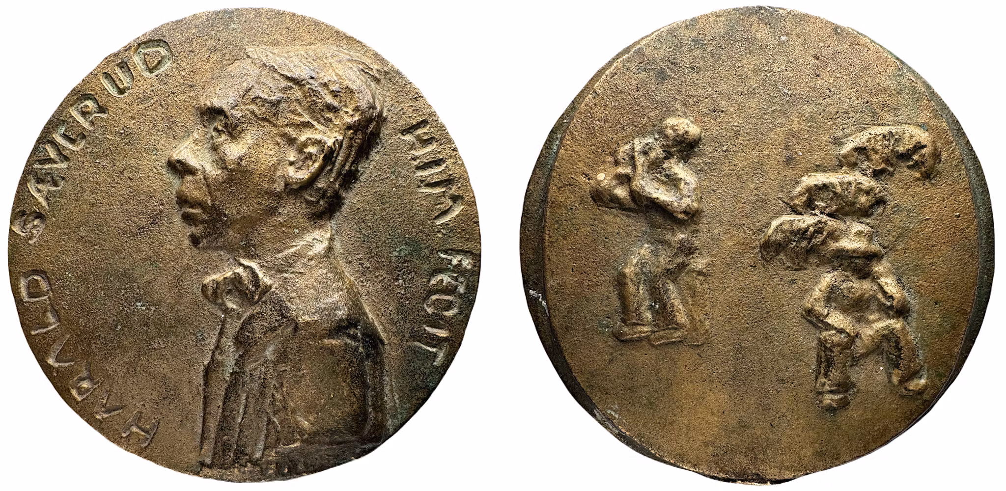 Harald Sæverud gjuten medalj av Hans Jacob Meyer 1952 - Extremt sällsynt - Möjligen ett av få kända i privat ägo - En musikalisk motståndssymbol