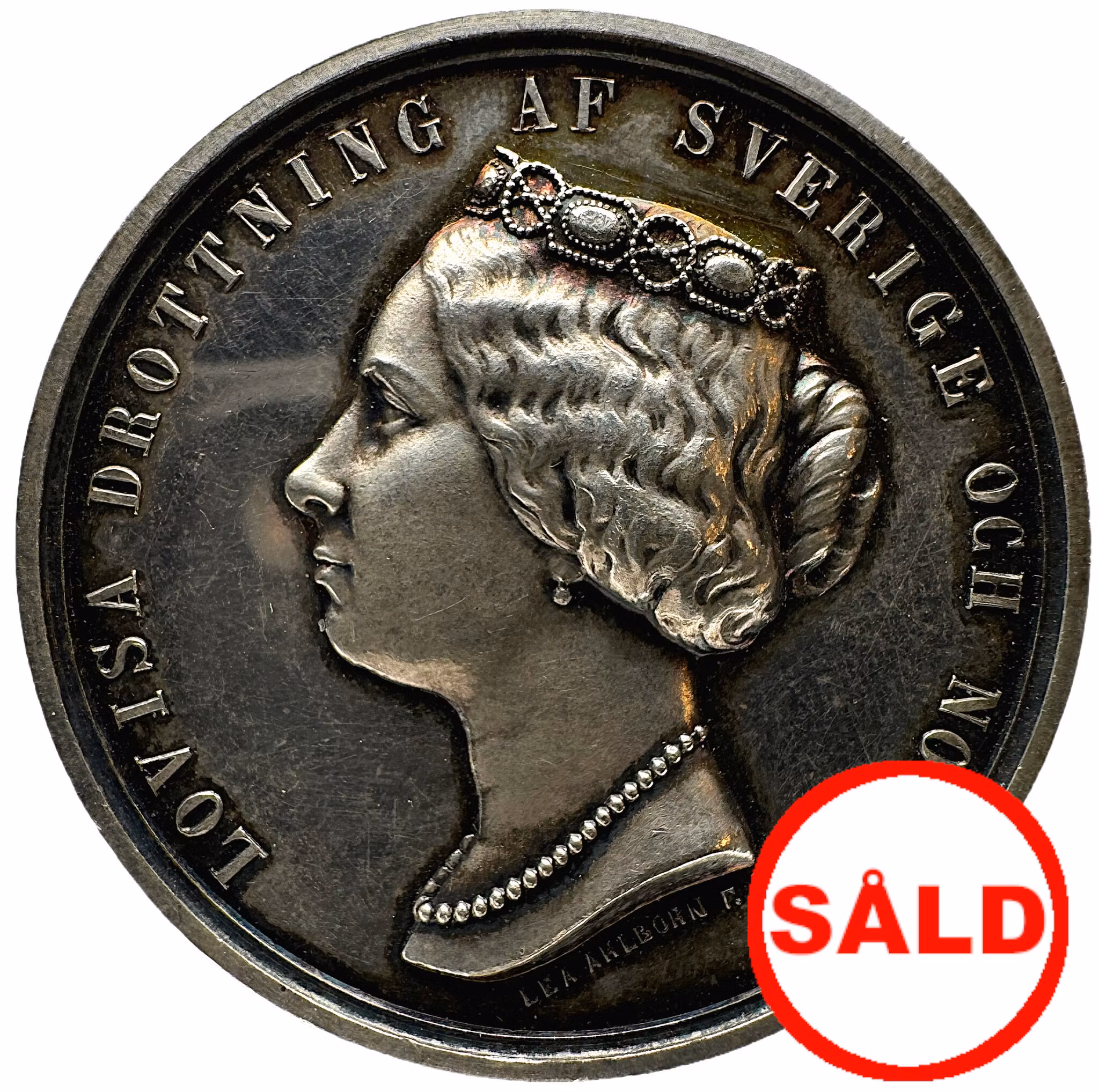 Drottning Lovisas död den 30 mars 1871 av Lea Ahlborn - Sällsynt i silver - Vackert exemplar