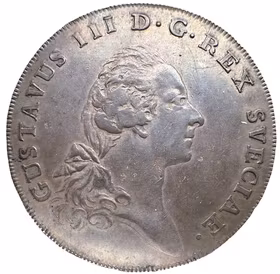 Gustav III - Riksdaler 1773 med 1773-års bild - Vackert naturellt exemplar med bevarad bottenstriering