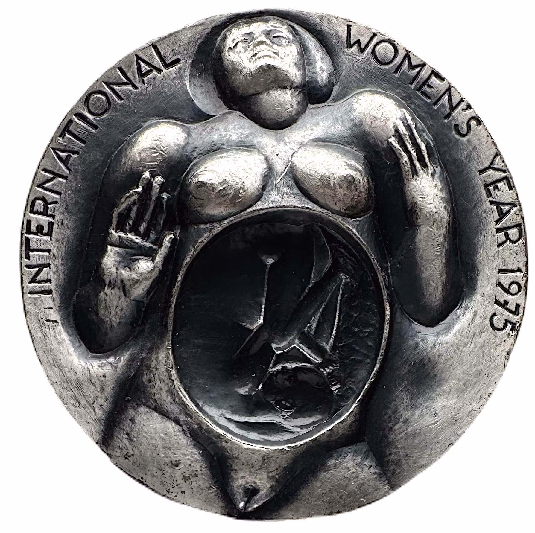 Kauko Räsänen - Internationella kvinnodagen 1975 - Flerdelad silvermedalj av imponerande tyngd
