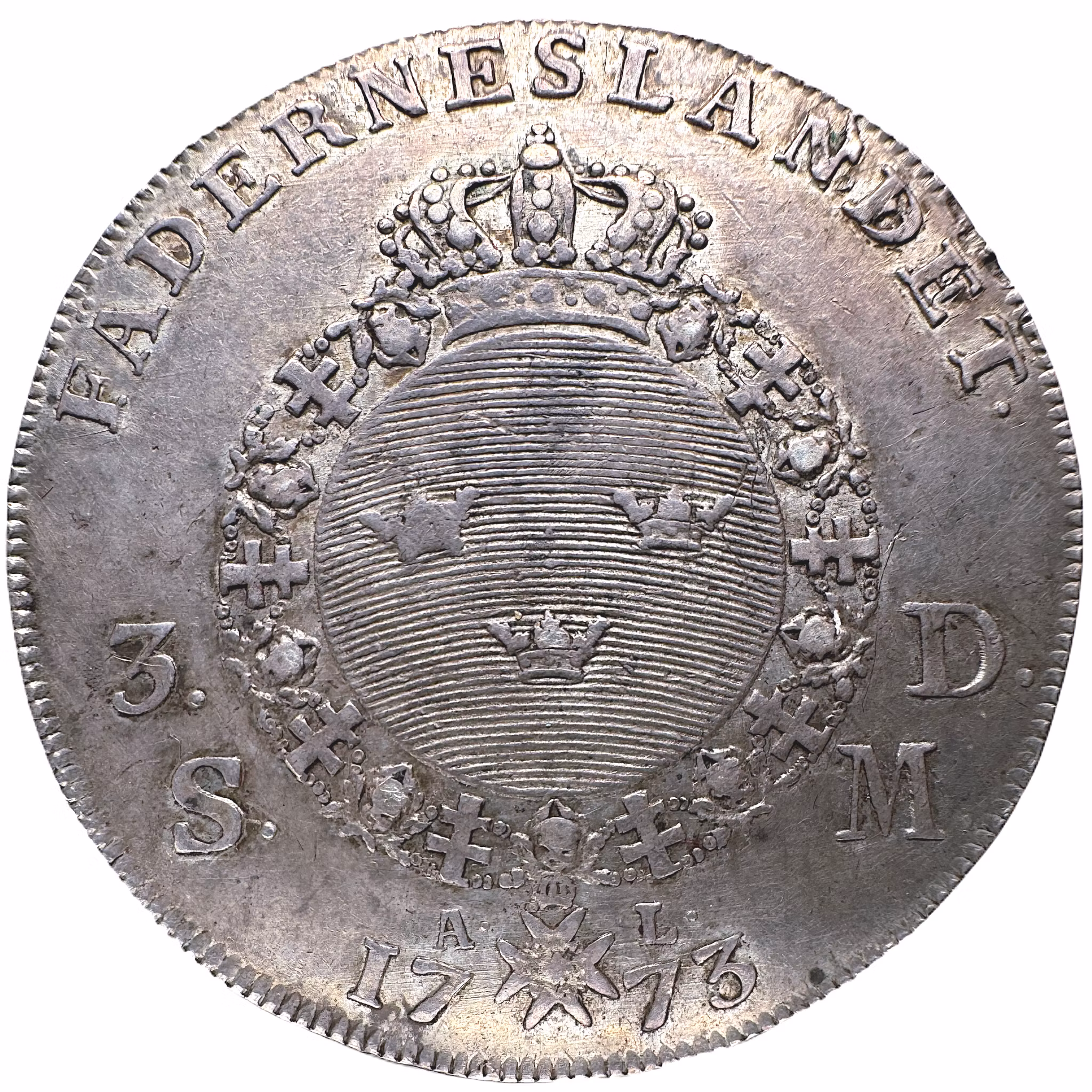 Gustav III - Riksdaler 1773 med 1773-års bild - Sällsynt