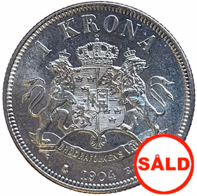 Oskar II - 1 Krona 1904 - Ett vackert ocirkulerat exemplar