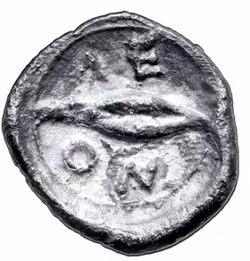 Sicilien, Leontini Obol cirka 476-466 f.Kr.