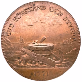 Gustav III - Örlogsmannasällskapets prismedalj 1771 av Gustaf Ljungberger - Extremt sällsynt - Ex. Bonde på Ericsbergs slott