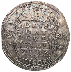 Erik XIV, 2 Mark/16 Öre 1562 -  Ett underbart exemplar med livfull blåskimrande patina och med fullt bevarad präglingsglans