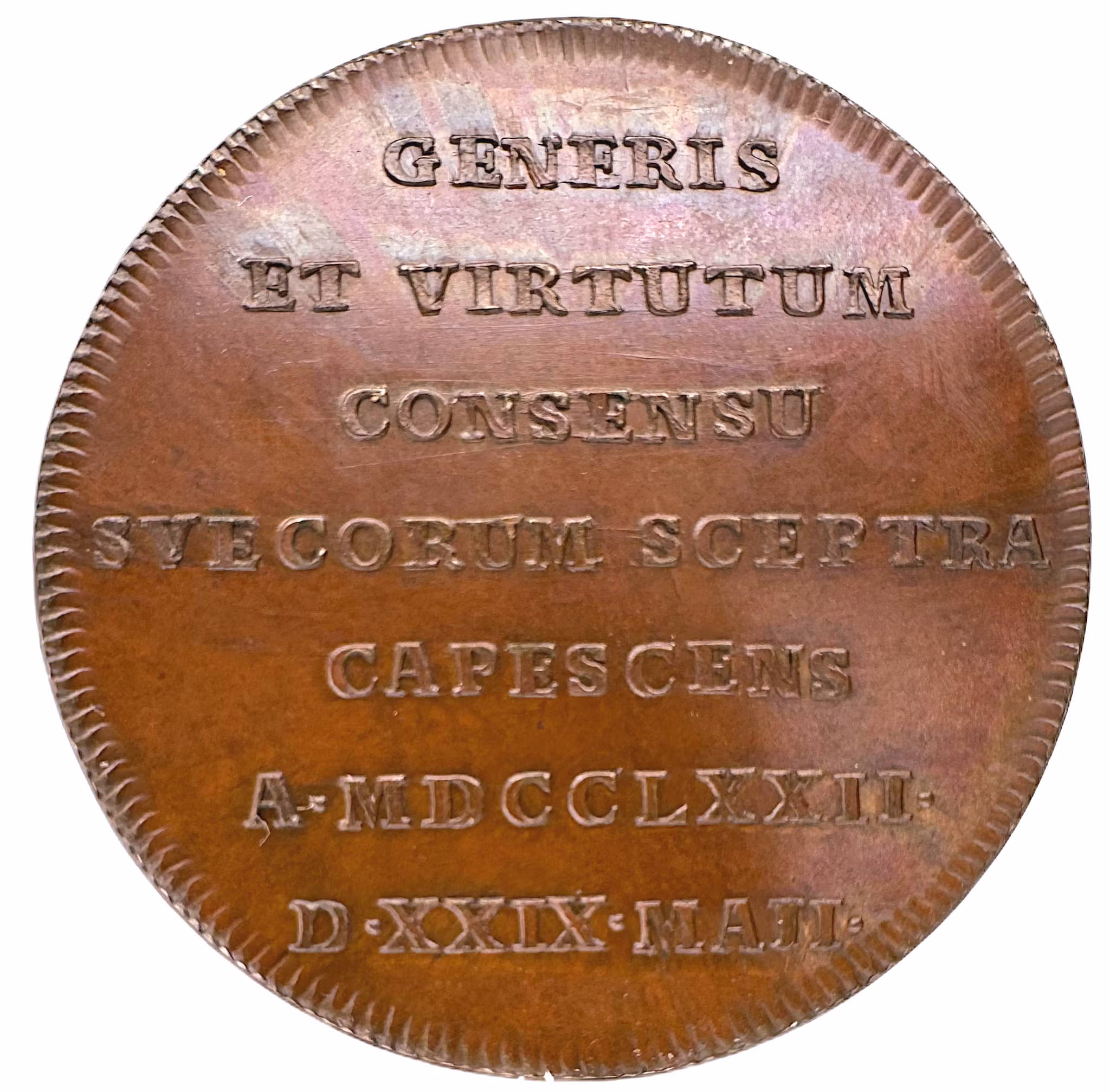 Gustav III - Kastmynt till konungens kröning 1772 - Avslag i brons - Extremt sällsynt - RRR - Ocirkulerat toppexemplar