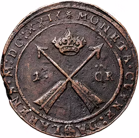 Gustav II Adolf, Säter, 1 Öre 1629 - Mycket tilltalande exemplar, sköld med buktiga sidor och GVST i omskriften