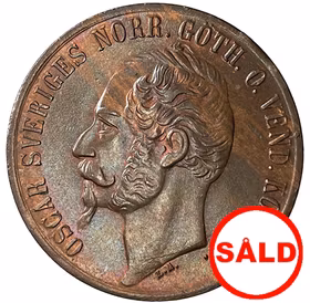 Oskar I, 5 Öre 1858 på 7 - Ett vackert ocirkulerat exemplar